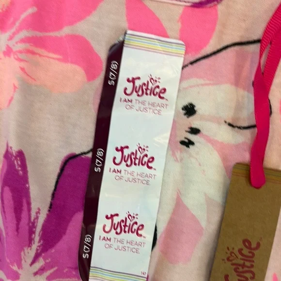 NWT- Justice Girls' Pink Floral Tank Top (size 7/8) - Picture 2 of 5